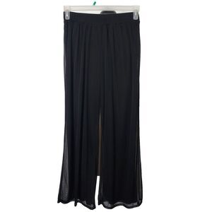 I.N. Studio Black Mesh Overlay Wide Leg Pants Elastic Waist Women size PS Party